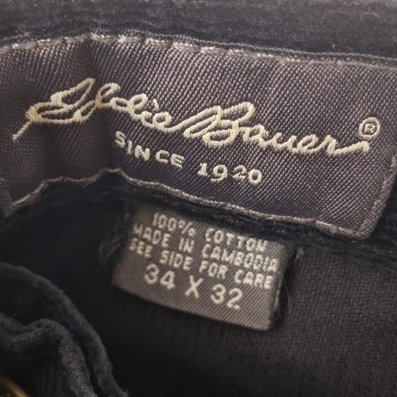 Eddie Bauer Men 34x32 Black 5-pocket 100% Cotton Corduroy Pants - Picture 5 of 10